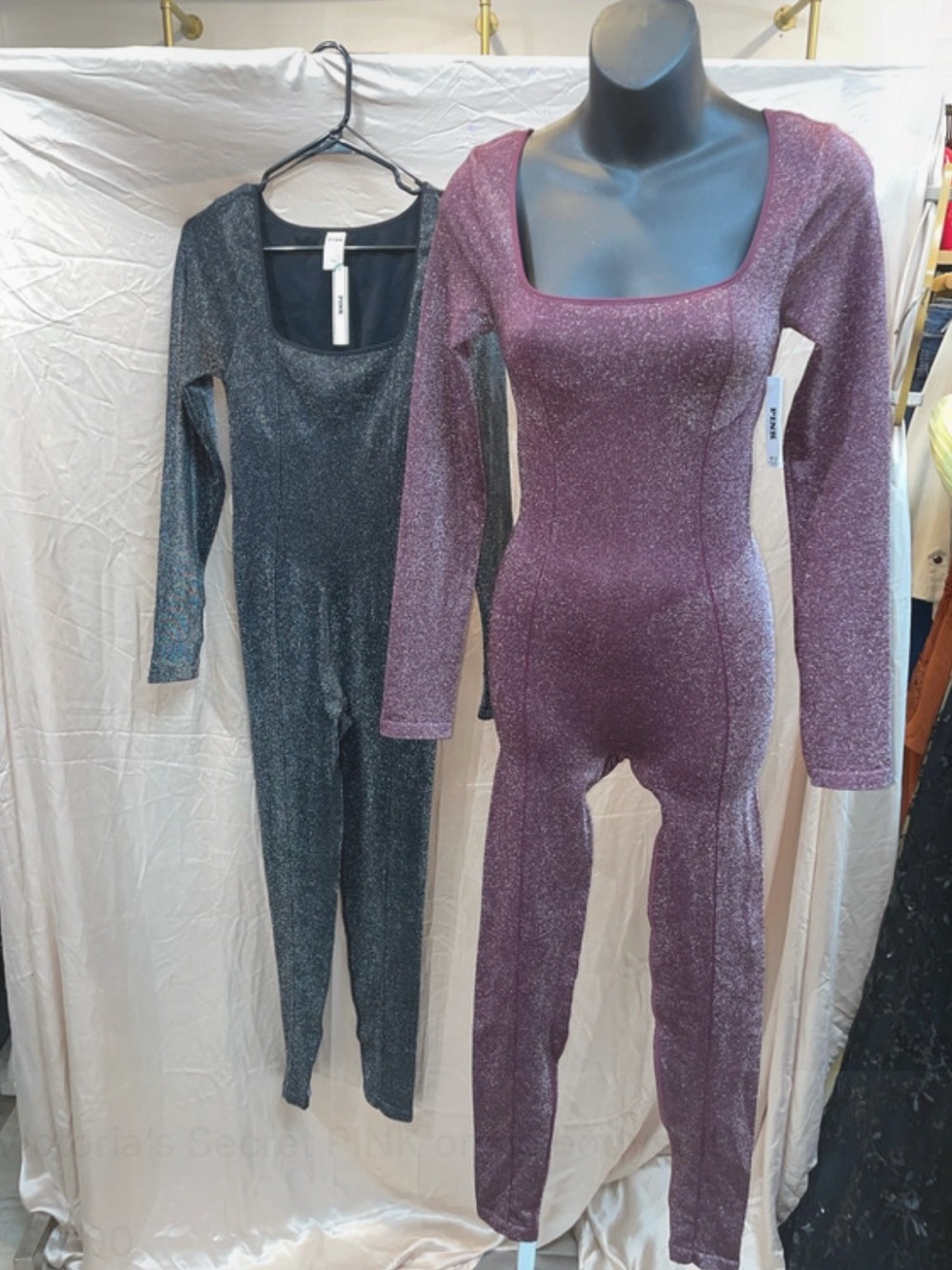 Victoria's Secret PINK Plum and Black Sparkle Jumpsuit